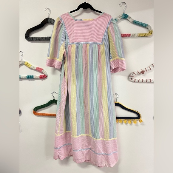 Vintage Saybury Women's Pastel Seersucker House Dress Size 1X - Picture 5 of 5
